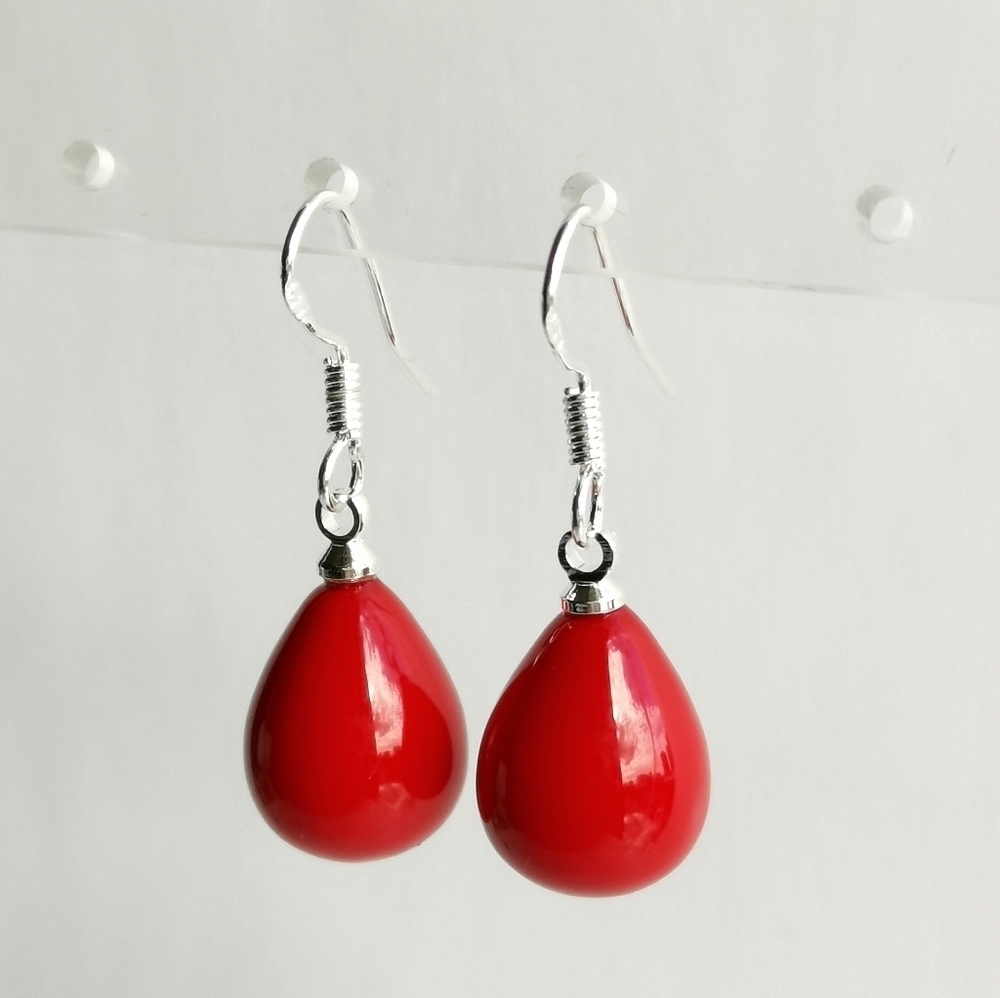 Sterling silver red agate drop earrings 🆕